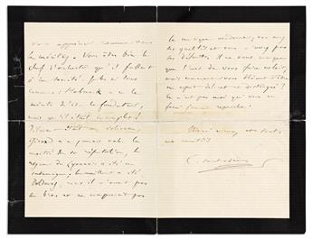 SAINT-SAËNS, CAMILLE. Two Autograph Letters Signed, C. Saint-Saëns, the second with an Autograph Musical Quotation, to My dear frien